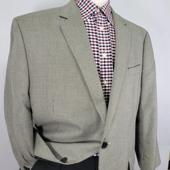 Michael‎ Kors Men's Sport Coat Blazer Two Button Houndstooth Poly Blend 48S